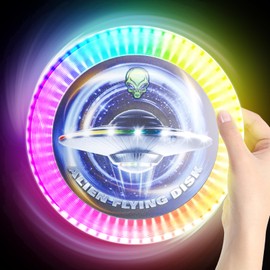 GBKDQQ Flying Ring with 12 Colour Modes, Waterproof LED Frisbee, 25 cm Flying Disc, Luminous Frisbee Disc for Lawn, Camping Games, Birthday, Gift Idea for Teenagers / Adults