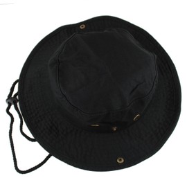 Gelante 100% Cotton Stone-Washed Adjustable Bucket Safari Boonie Sun Hats.1910-1PC Black L/XL