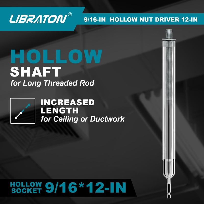 Libraton Hollow Nut Driver, Power Nut Driver Set 9/16", 12