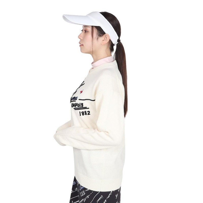Cox Sportif LG4FST03L Women's Sweater, Embroidered, Deformable Collar, Crew Neck,
