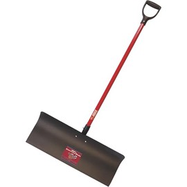 BULLY TOOLS Heavy Duty Steel Snow Pusher - Extra Long Fiberglass D-Grip Handle, Durable Wide Metal Push Shovel for Driveways, Sidewalks & Parking Lots, Snow Clearing - 100% Made in The USA, 30-inch