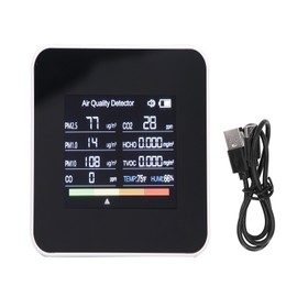 Air Quality Meter PM2.5 PM10 HCHO TVOC CO CO2 Detector Color LCD Screen Multifunctional Air Quality Monitor