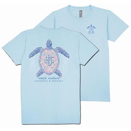 Simply Southern Sea Turtle - Shell - Conserve & Protect - Adult T-Shirt (US, Alpha, X-Large, Regular, Regular, Ice Blue)