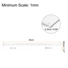 HARFINGTON 3pcs Straight Ruler 30cm Metric Clear Measuring Tool with PVC Bag for Classrooms Home Office, Transparent