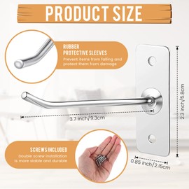 Blulu 100 Pcs Wall Mounted Hanging Single Hook Stainless Steel Tool Hooks Silver Metal Garage Display Hanger Tool for Home Garage Storage Organizer Retail Shop Kitchen Display, 3.6 Inch