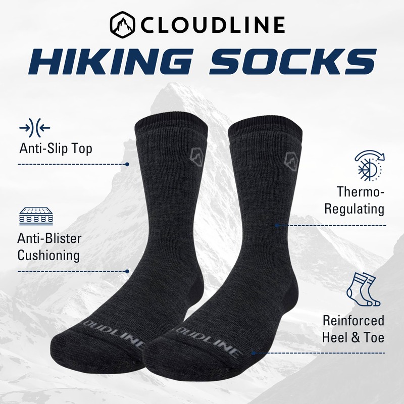 CloudLine - Merino Wool Hiking Socks for Men & Women