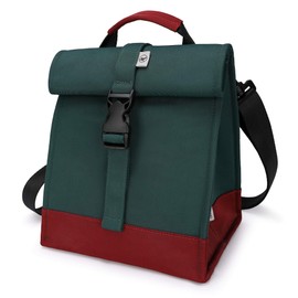 SUNNY BIRD Insulated Lunch Bag Rolltop Lunch Box Tote Lunchbox Bag for Women, Men, Adults and Teens (Green)