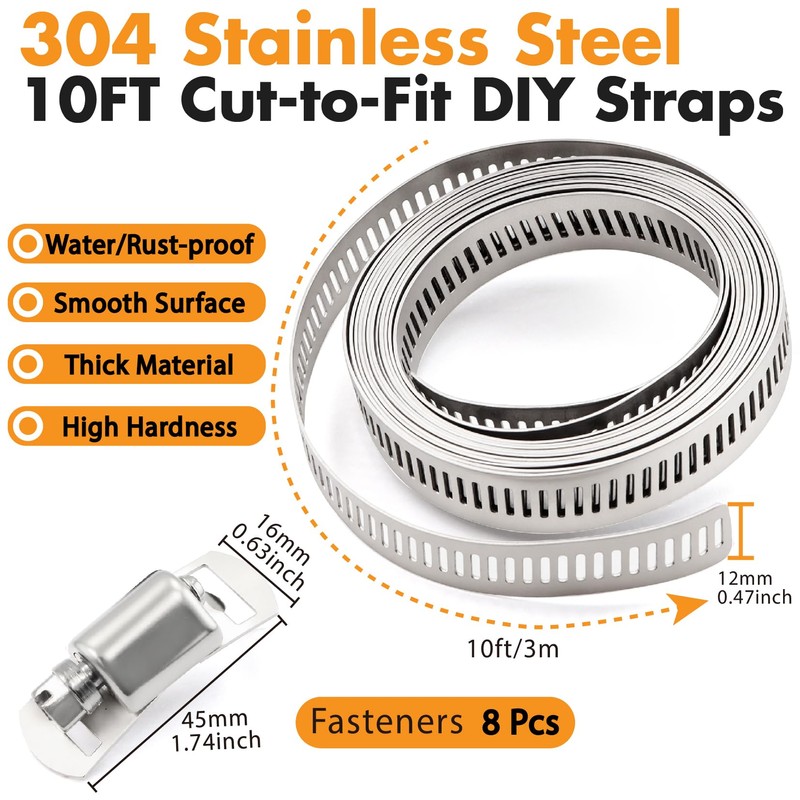 185Pcs 304 Stainless Steel Hose Clamp Kit w/Case & Tools,