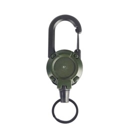 YourKit Reel Key Chain Strap Expandable Carabiner Ring Metal Wire Telescopic Fishing, green (dark green)