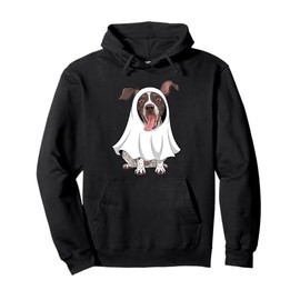 German Shorthaired Pointer Dog Wearing A White Ghost Costume Pullover Hoodie