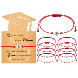 Woanger 50 Sets Graduation Bracelets Bulk 2025 Graduation Gifts Adjustable Bracelet with Card for Grad Students (Vintage,Red)