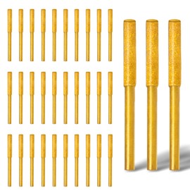 Jiozermi 30 Pcs 5/32 Inch Chainsaw Sharpening Stones Diamond Chainsaw Sharpener Chainsaw Grinding Stone File Golden Chainsaw Accessories for Electric Diamond Sharpening Wheel, 4.0mm