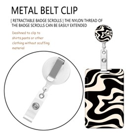 ID Badge Holder with Retractable Badge Reel Clip and Lanyard, Cute Card Name Tag Lanyard Vertical ID Protector Bage Clips for Nurse Doctor Teacher Student (Beige)