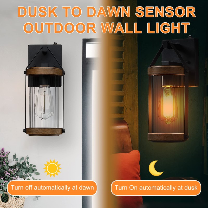 LONEDRUID 2 Pack Dusk to Dawn Outdoor Wall Light Fixtures