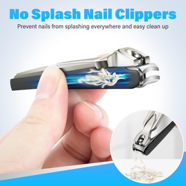 2024 Upgrade Nail Clipper with Catcher - No Splash Nail Clipper Gifts for Men Women, Mess Free Self Collecting for Toenail & Fingernail, Comfort Grip Ultra Sharp Nail Cutter, Sliver