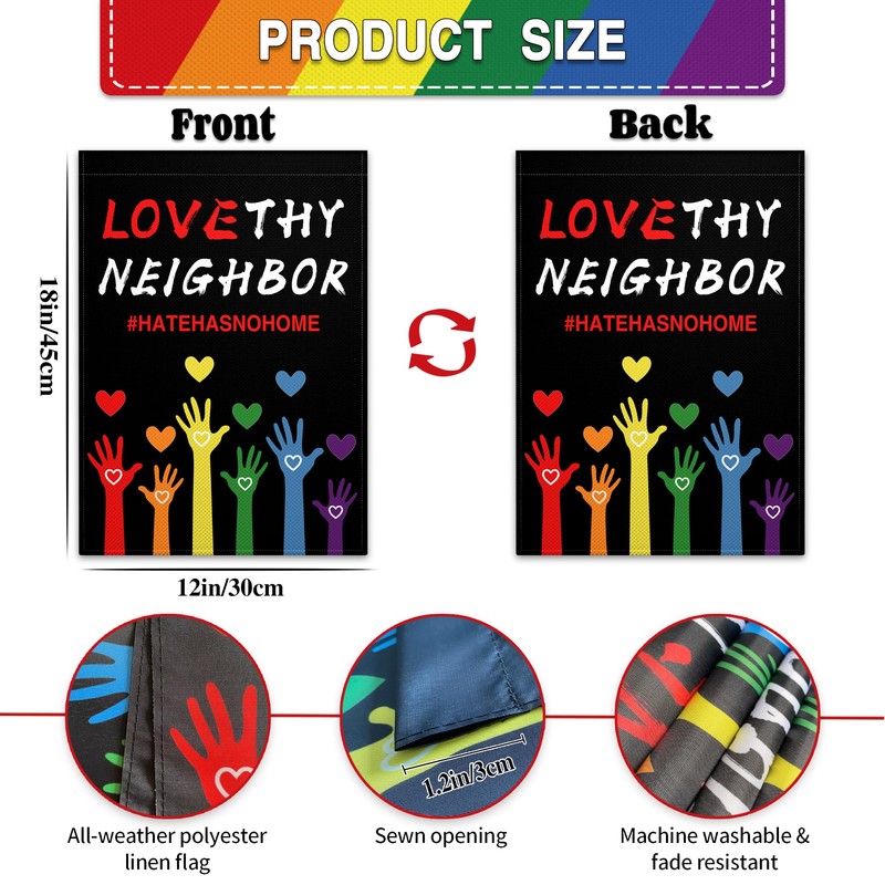 Love Your Neighbor Garden Flags for Outside 12x18 Inch Hate