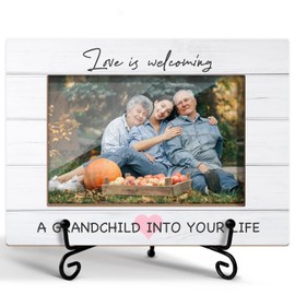 New Grandparents Wooden Picture Frame with Stand, 4x6 Picture Frame for Tabletop Display, Pregnancy Announcement Gifts for Grandparents, Home Office Desk Decor Shelf Display/XK28