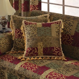 TOPLUXE Cushion Cover, 45 x 45 cm, Decorative Cushion Cover, Jacquard Cushion Cover with Zip, Decorative Cushion Cover, Sofa Cushion, Couch Cushion for Sofa, Bedroom, Living Room, 1 Piece (Patchwork)