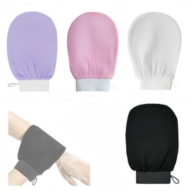 Exfoliating Gloves Wanfoou 4 Pcs Dual-Sided Deep Clean Exfoliation Scrubbing Mitt, Exfoliating Mitts Body Scrub Glove Bath SPA Exfoliating, Dead Skin Remover Glove Deep Body Scrubber for Women and Men