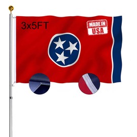 Hypoth Embroidery Double Sided Tennessee Sates Flag 3x5 FT Outdoor- 340D Heavy Duty Tennessee TN Flags Canvas Header with 2 Brass Grommets Easy to Rising