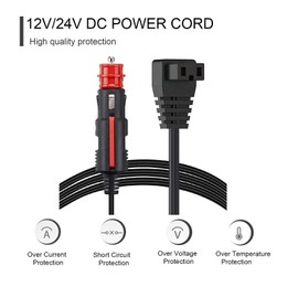 JacEnergy Power Cord Cable for 12V Fridge Freezers DC 12V Car Refrigerator RV Portable Freezers 12 Volt Refrigerator Portable Freezer Compressor Electric Cooler