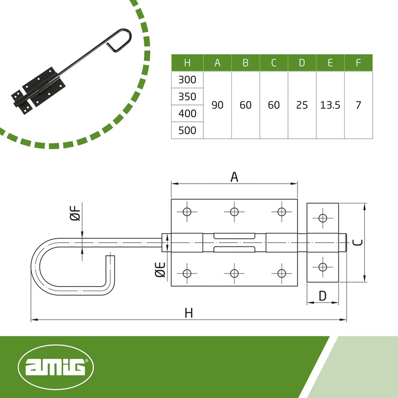 Amig - Overlap Pin | Door Latch | Heavy Duty