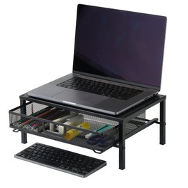 Metal Computer Monitor Stand for Desk,Computer Monitor Riser with Drawer Storage,Desk Organizer for Monitor,Laptop,Printer,Black