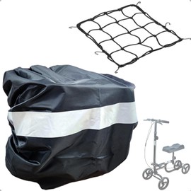 Knee Scooter Accessories, Knee Scooter Basket Liner & Cargo Net, Knee Walkers Bicycle Basket Waterproof Rain Cover with Reflective Strip Bike Basket Accessories Fits Most Knee Scooter Baskets