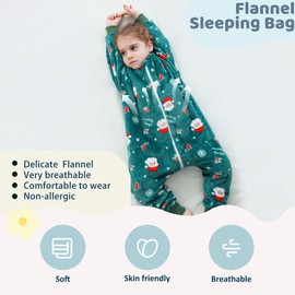 MICHLEY Saco de Dormir de Franela para Bebé con Pies, Mangas Largas, Bolsa de Dormir para Bebé, Cremallera de 3 Vías, Super Abrigado, Manta Vestible para Niñas y Niños 18-24 Meses