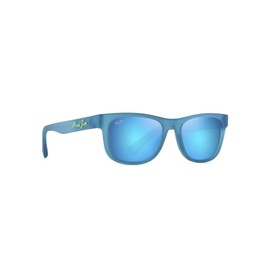 Maui Jim Kaulike Square Sunglasses, Matte Trans Blue/Blue Hawaii Polarized, Large