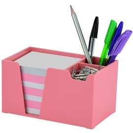 Acrimet Desk Organizer Pencil Paper Clip Holder (Solid Pink Color) (With Paper)