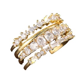 Stackable Thumb Cubic Zirconia Rings for Women Dainty Promise Wedding Bands Engagement Rings Jewelry-gold 7