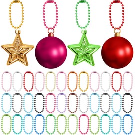 Tofficu 100 Piezas Cadena De Cuentas De Metal Llavero Decoración Navideña Cadena De Etiquetas Llaveros Para Manualidades Cadena De Metal Planchar Árbol De Navidad Pantalones