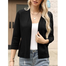 Aottori Bolero Women's Festive Elegant Short Cardigan Short Jacket Bolero Jacket 3/4 Sleeves Lightweight Summer Jacket Short Jacket for Evening Dresses, black, M