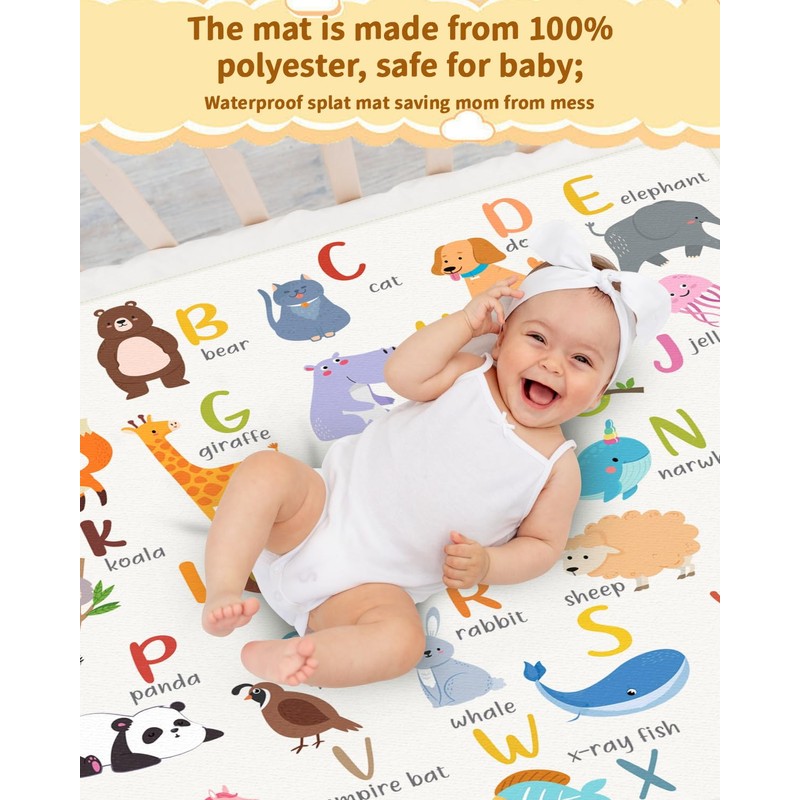 High Chair Splash Floor Mat, 51″Waterproof Washable Anti Slip Splash