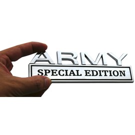 2pack Big Army Special Edition Emblems, Army Car Emblem 3D Badge Decal Car Truck Replacement Compatible with Universal Vehicle, Truck, SUV, Army Decal Sticker Strong Adhesive 7 inch Long (Chrome)