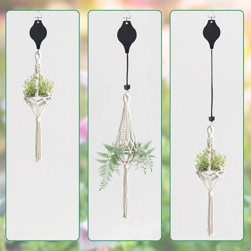 KINGLAKE 2 Pcs Retractable Hanging Basket Pulley System, Hanging Basket