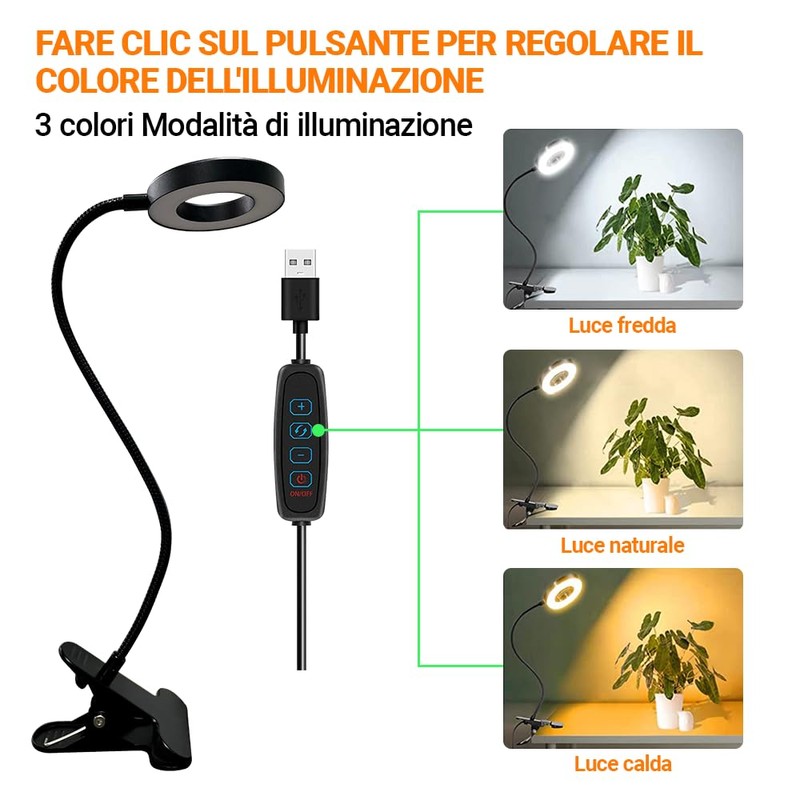 ZEYACHAN Clamp Light, Desk Lamp with USB Charger, 3 Light