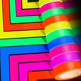 Nufiwra 10 Pack Glow in The Dark Tape – 165FT Total Neon Gaffer Tape, 6 Fluorescent UV Blacklight Reactive Colors for Glow Party, Dance Floors, Stage & Wall Decorations – 0.6 in x 16.5 ft per Roll
