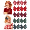 10 Pcs Christmas Hair Bows for Girls, Plaid Holiday Hair