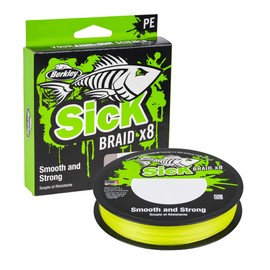 Berkley Sick Braid 8 Way Braided Fishing Line, Super Smooth 8 Way Multifilament PE Predator Braid Fishing Lines 150-300m for Freshwater or Saltwater Sea Fishing, Hi-Viz Yellow