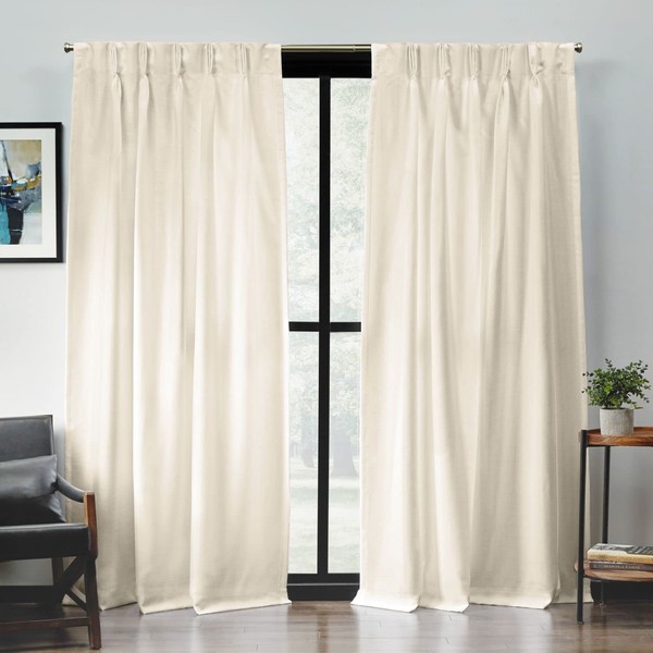 Exclusive Home Loha Light Filtering Pinch Pleat Curtain Panel Pair, 96" Length, Ivory