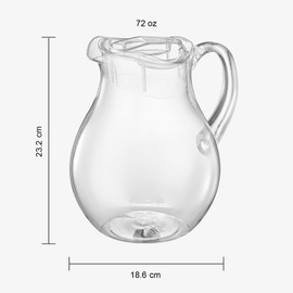 Acrylic Beverage Pitcher with Lid (72 oz) Plastic Water, Sangria, Lemonade, Margarita, Juice, Iced Tea Pitchers, Clear Tritan Glassware Lookalike, Dishwasher Safe BPA-Free