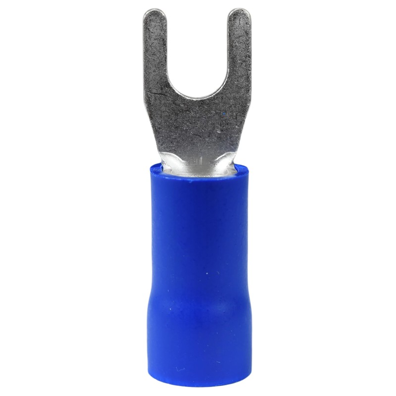 10PCS 6 AWG 1/4" M6 Insulated Fork Crimp Connector 88A