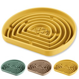 Silicone Puzzle Feeding Bowls, Dog Slow Feeding Bowl with Suction Cup for Heathy Eating - Non Slip Design (Yellow)