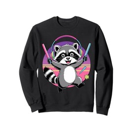 Cute Raccoon Rave Party Glowstick Sweatshirt