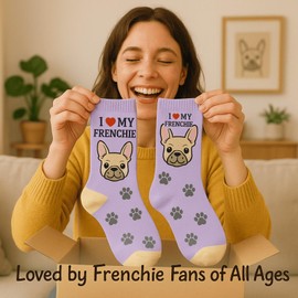 French Bulldog Gifts Set Includes French Bulldog Sock, Makeup Bag, Bracelets, Stickers -Frenchie Gifts for Women