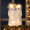 10-Inch Battery-Operated Silver and White Fairy Lighted Angel Tree Topper