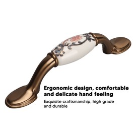 Tomotato Paquete de 4 Manijas de Gabinete Antiguas, Tiradores de Manijas de Gabinete de Aleación de Zinc de Cerámica, Herrajes para Puertas de Gabinetes de Cajones Vintage para Muebles de Armario