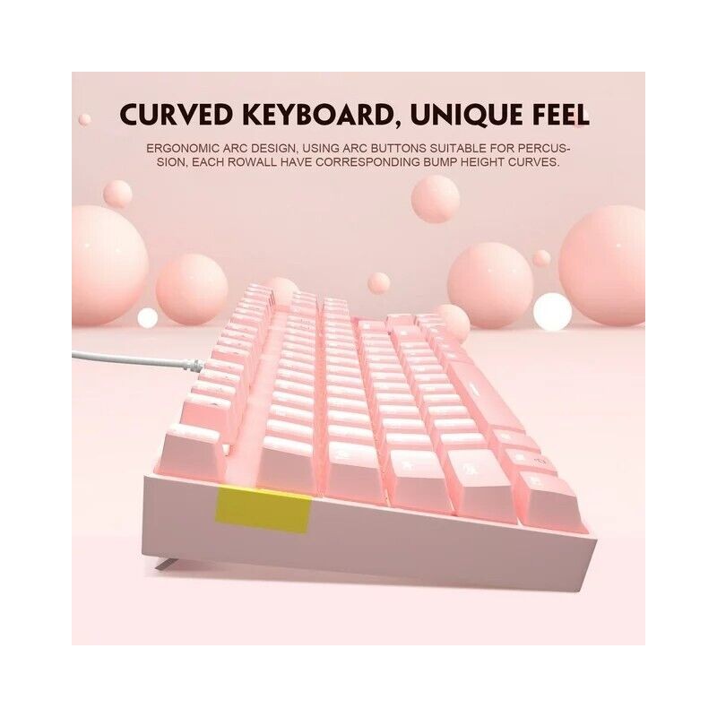 MageGee Pink Keyboard MK-Star Standard Mechanical Wired USB Keyboard Mouse